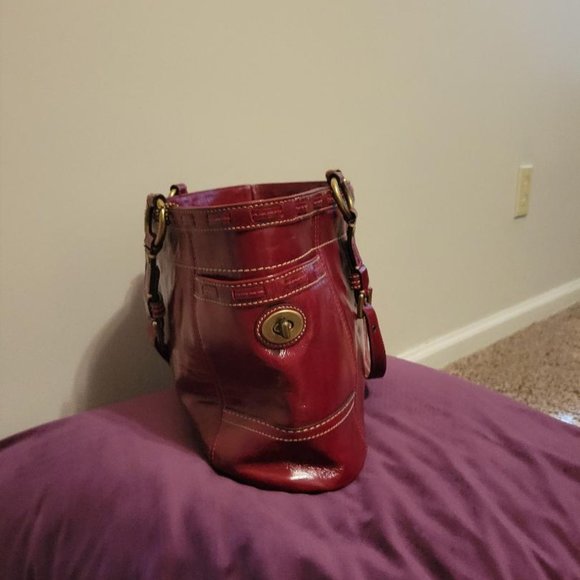 Coach Red Leather Tote - Picture 2 of 4